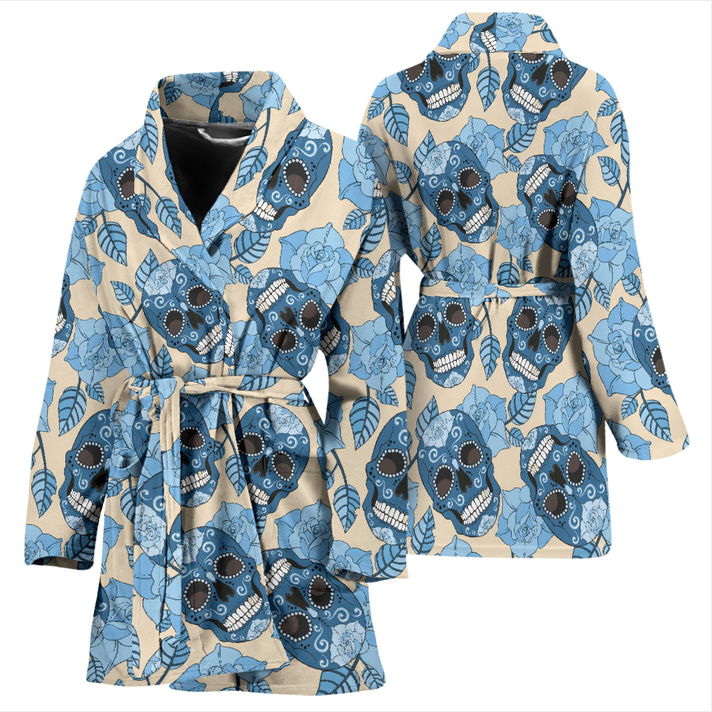Sugar skull day of the dead bathrobe