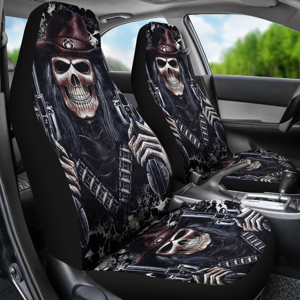 Set of 2 skull gothic car seat covers