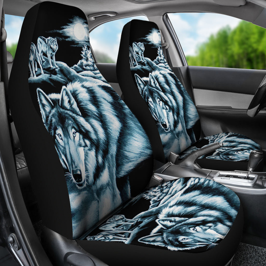 Set 2 pcs night Wolf car seat covers