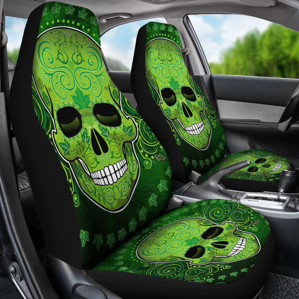 Set 2 pcs St patrick day skull car seat covers