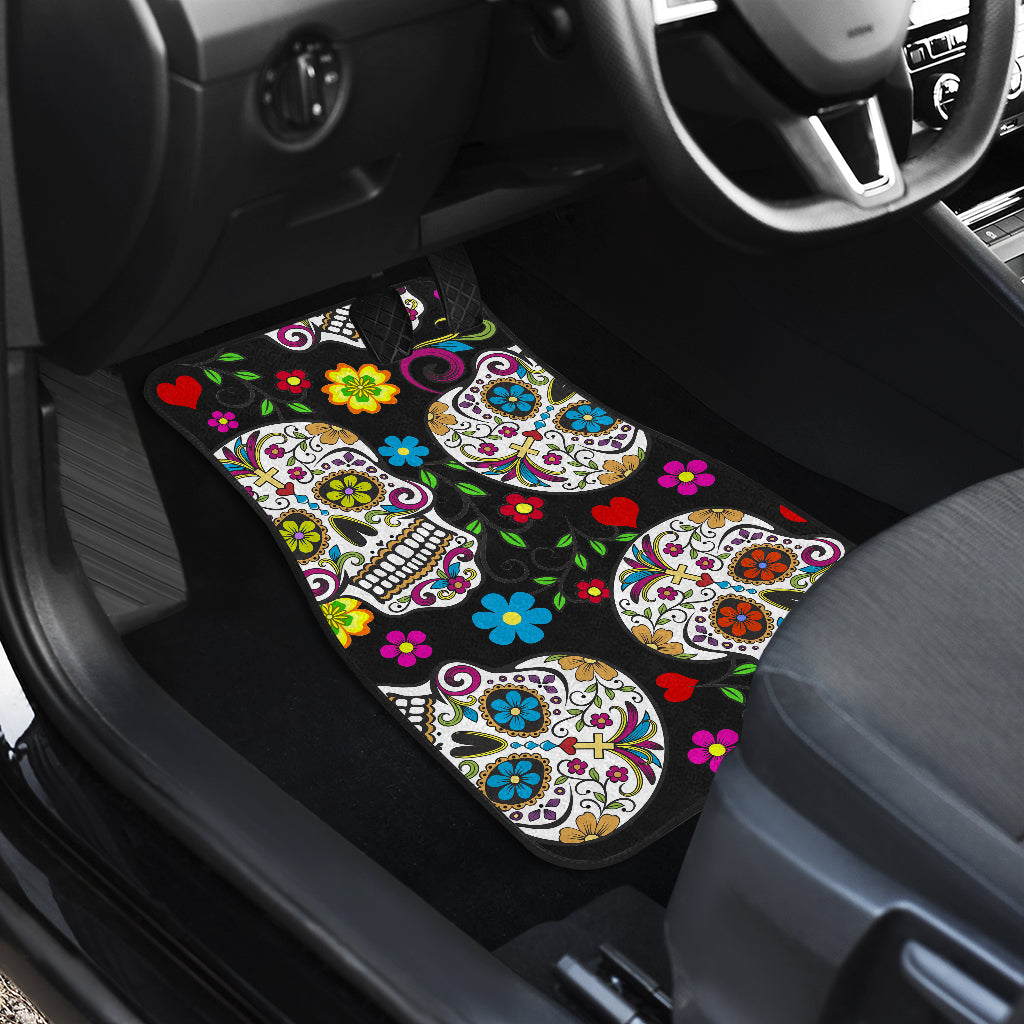 Set of 4 Sugar skull car mats