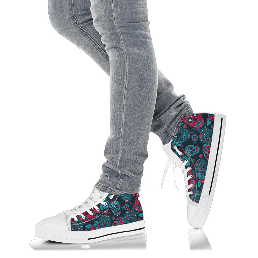 Black Sugar skull high top shoes