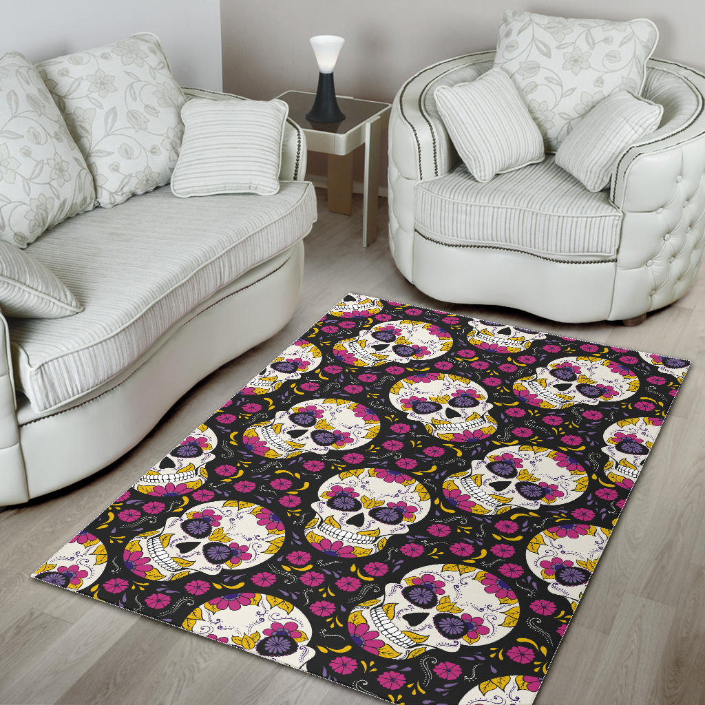 Sugar skull area rug, day of the dead rug carpet