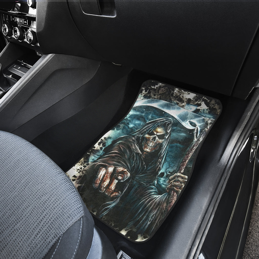 Set of 4 pcs grim reaper skull car mats
