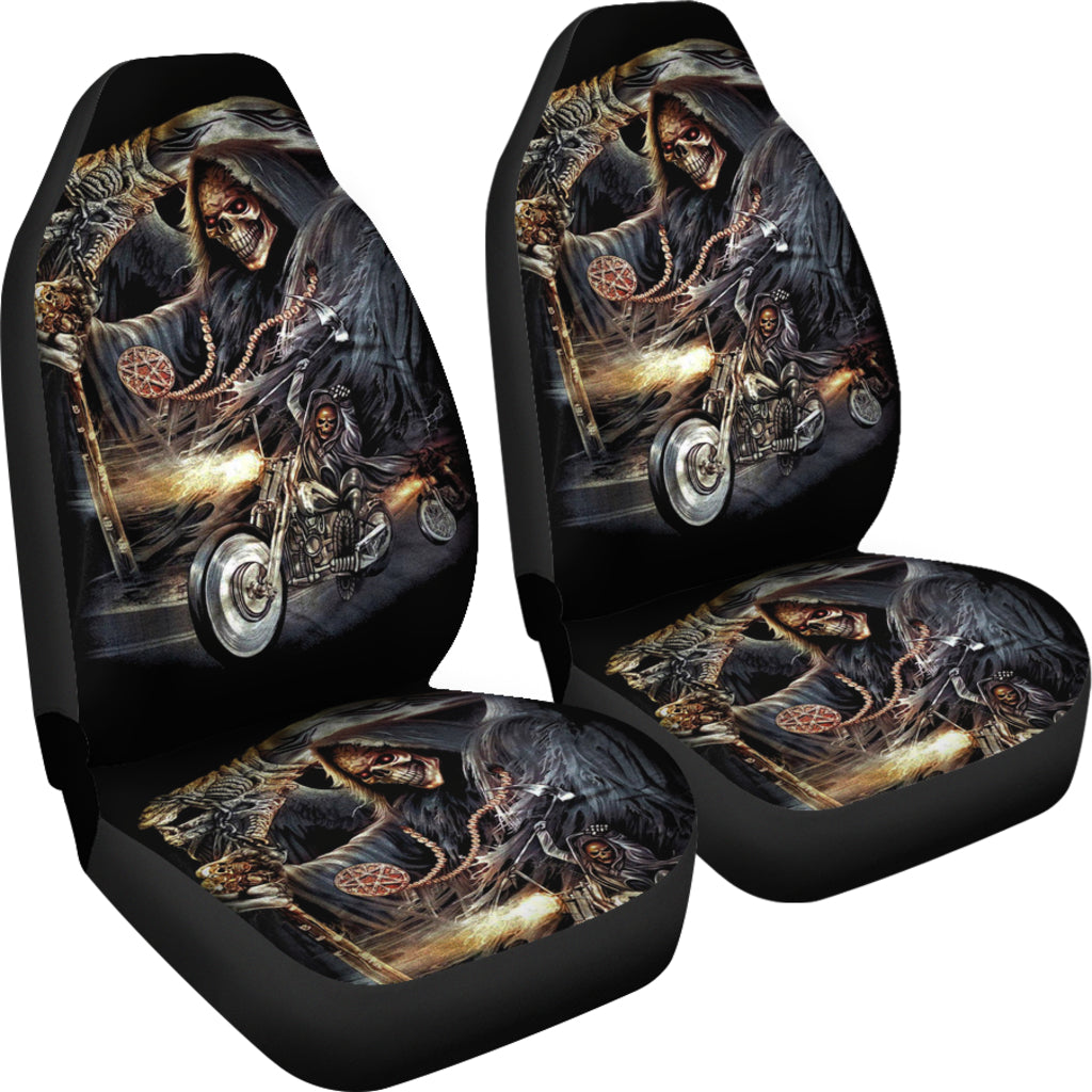 Set of 2 skull car seat covers
