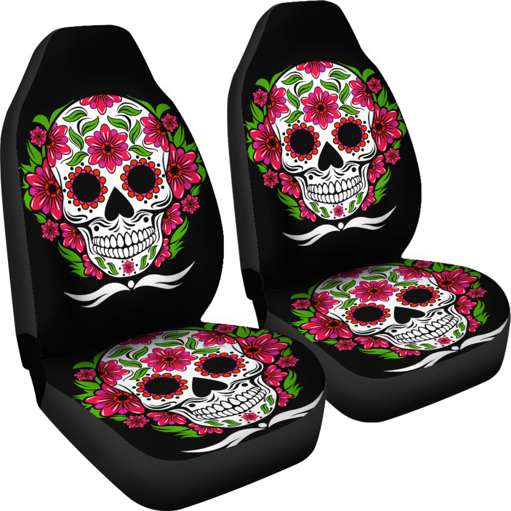 Sugar skulls car seat cover
