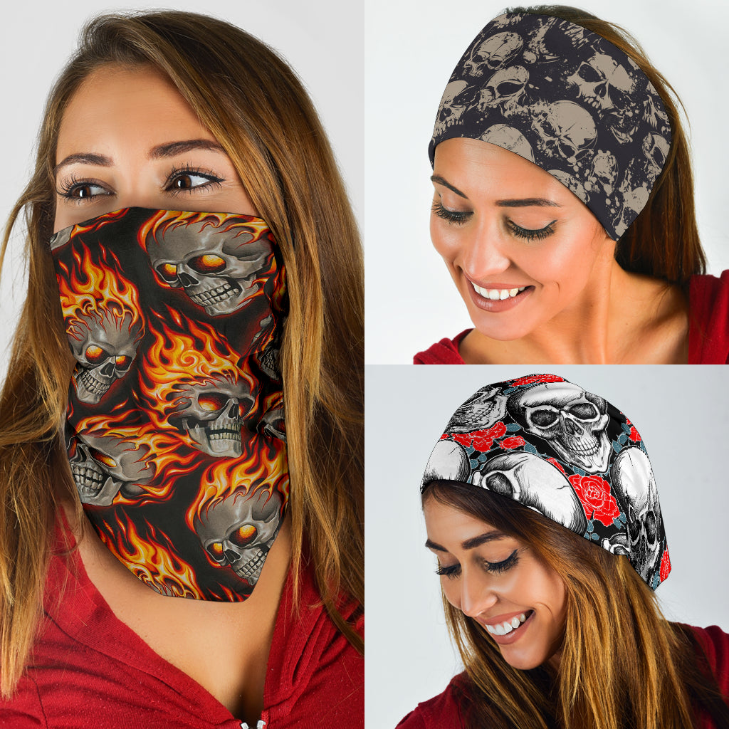 Set of 3 gothic awesome skull bandana