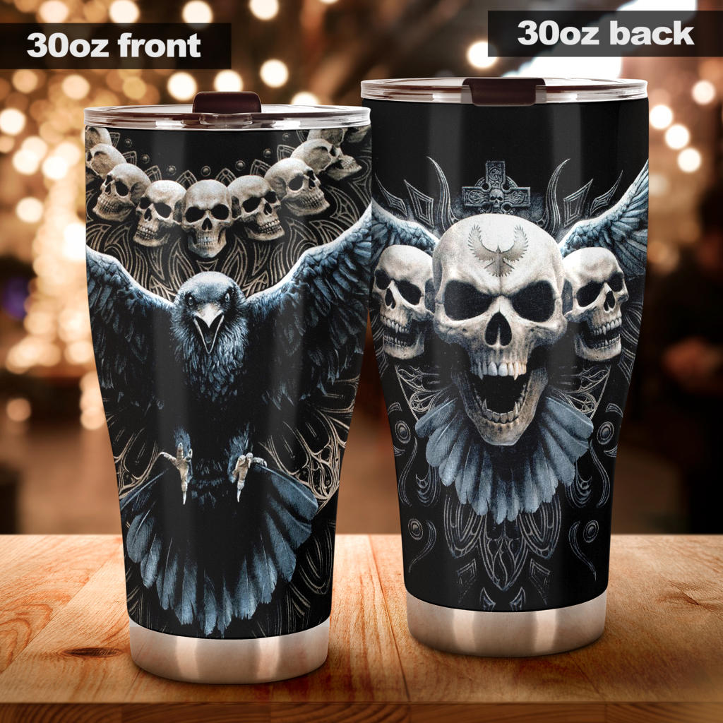 Skull grim reaper tumbler cup travel mug