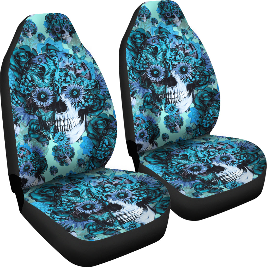Set 2 pcs Gothic skull car seat covers