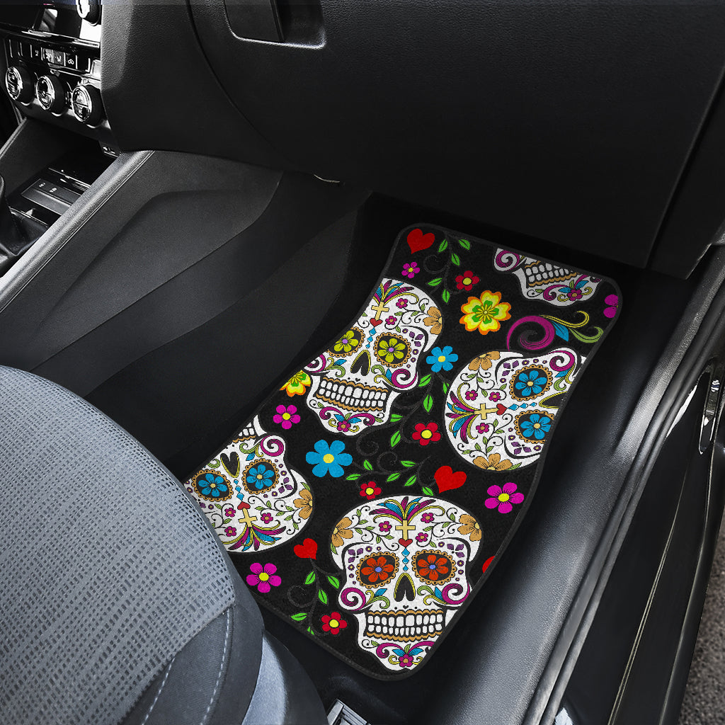 Set of 4 Sugar skull car mats