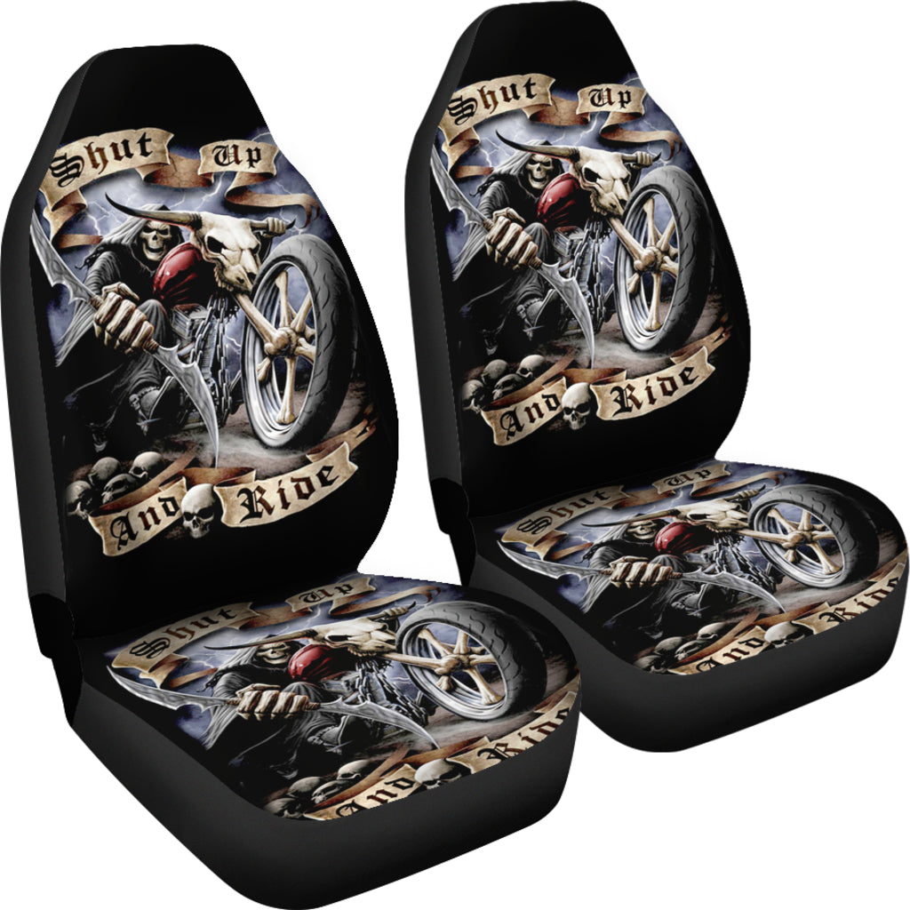 Set 2 pcs Gothic skull car seat covers