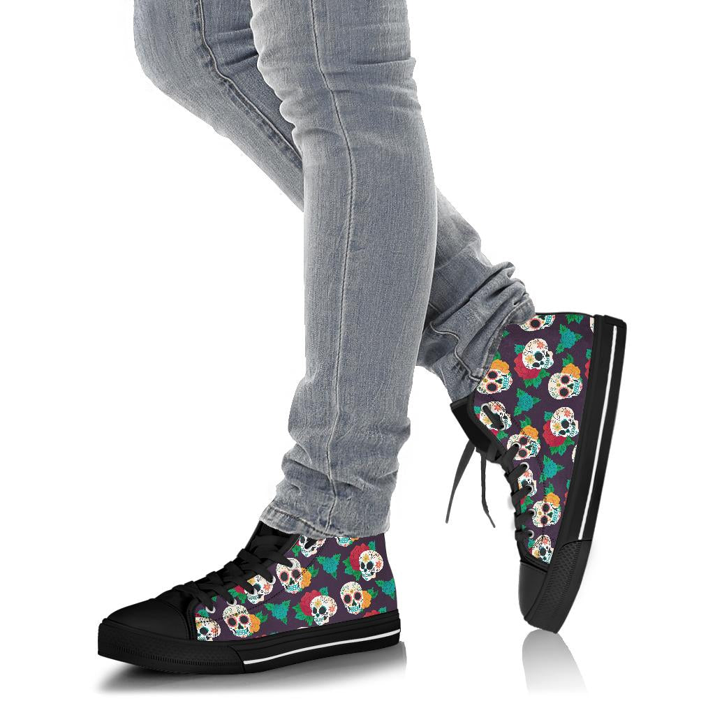 Black Sugar skull high top shoes