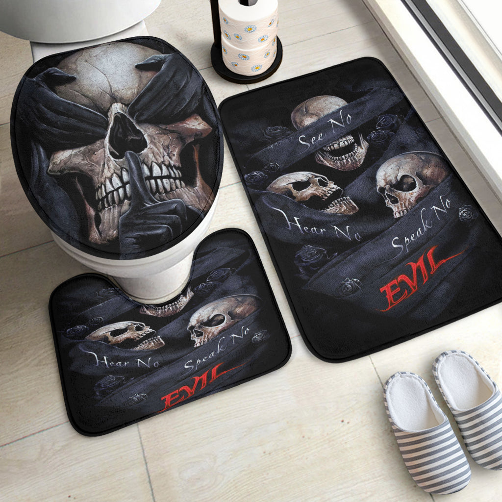 No see no hear no speak skull evils Set 3 pcs toilet cover