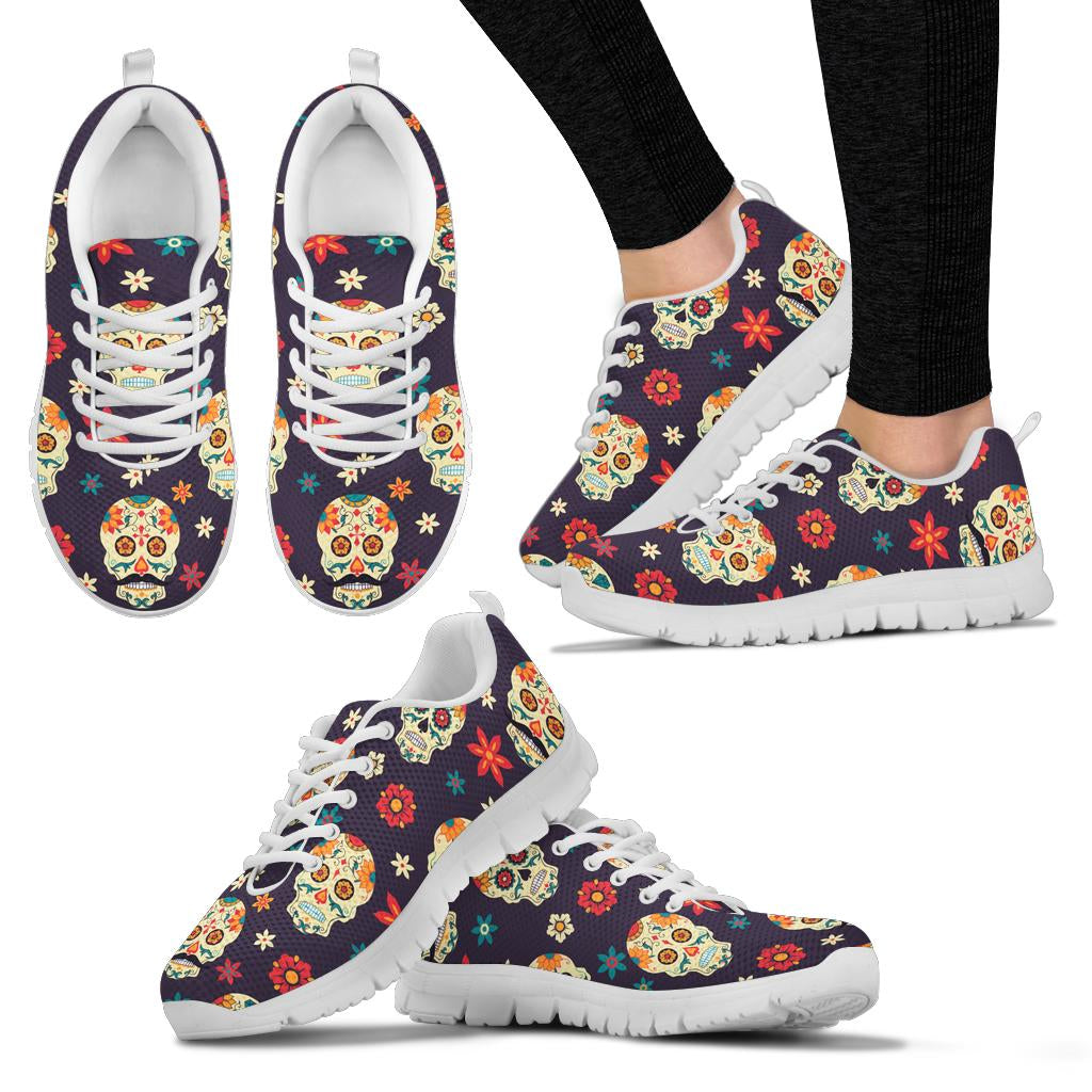 Black sugar skull sneakers shoes