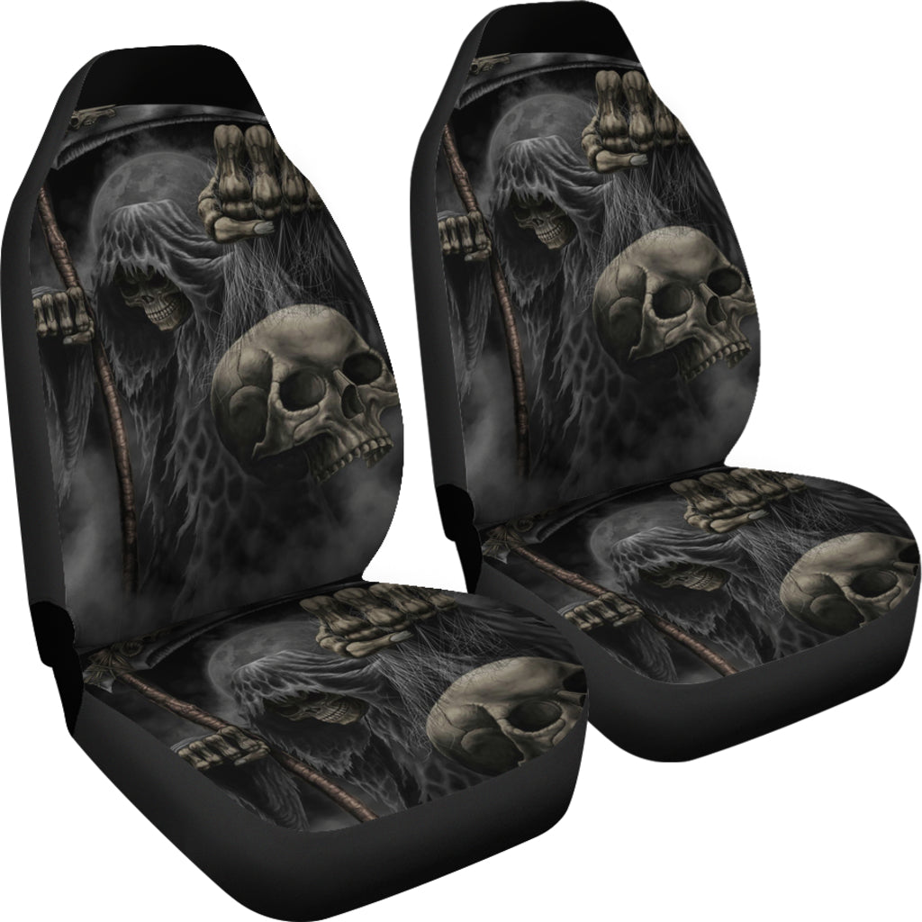 Set of 2 pcs skull car seat cover