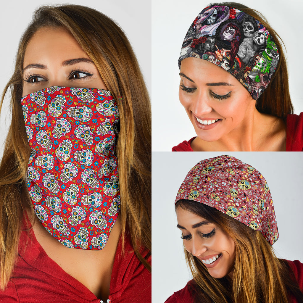 Set of 3 pcs Sugar skull bandana