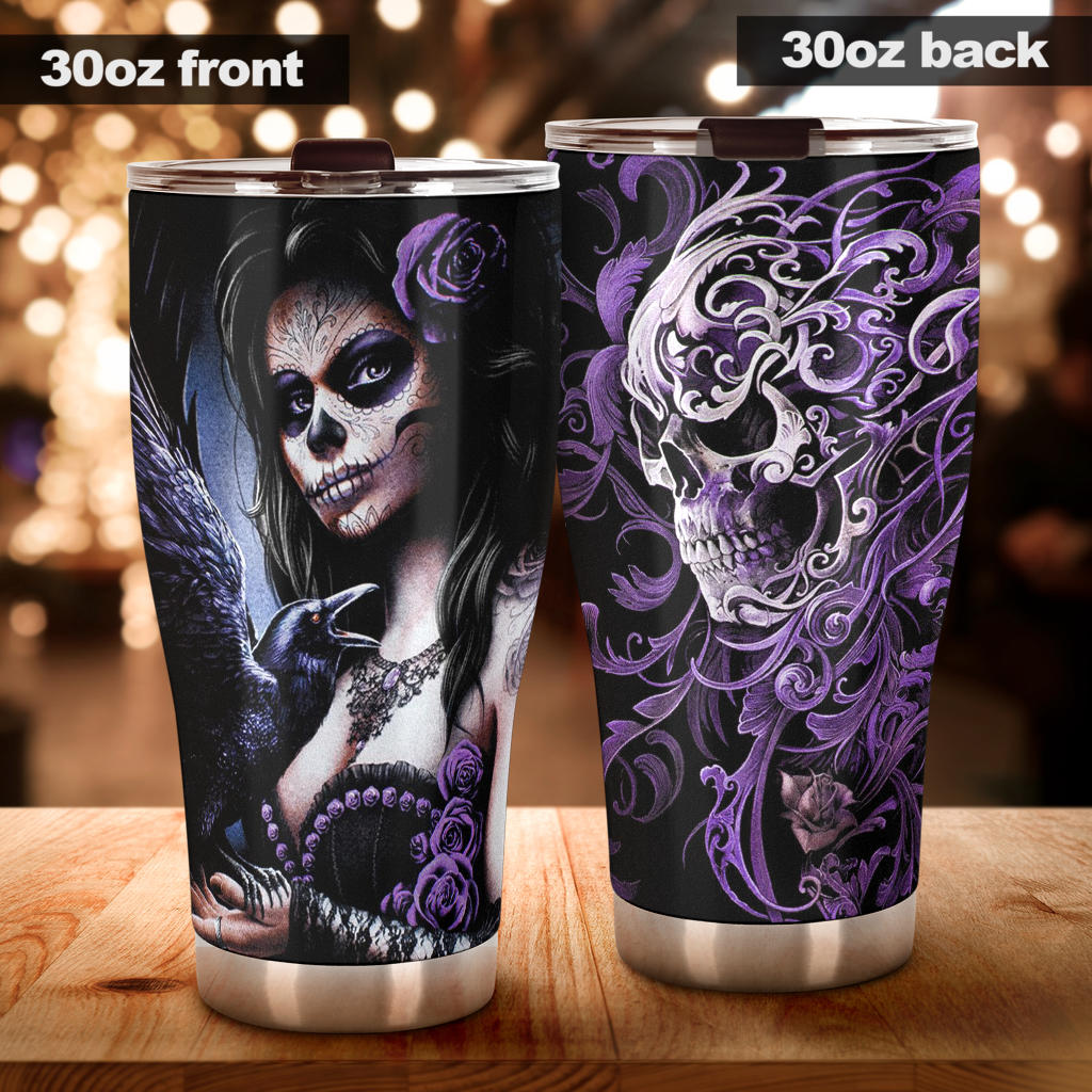 Sugar skull day of the dead tumbler cup