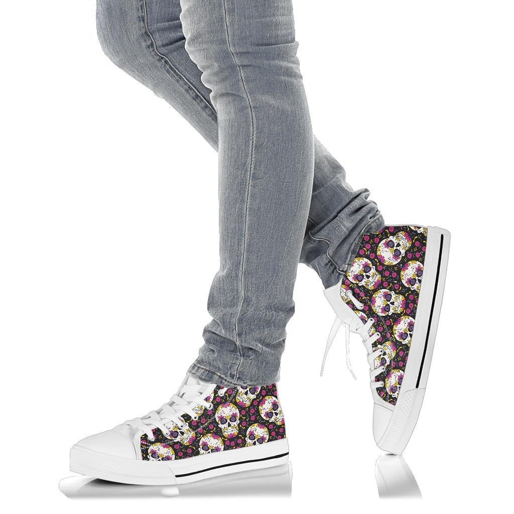 Black Sugar skull high top shoes