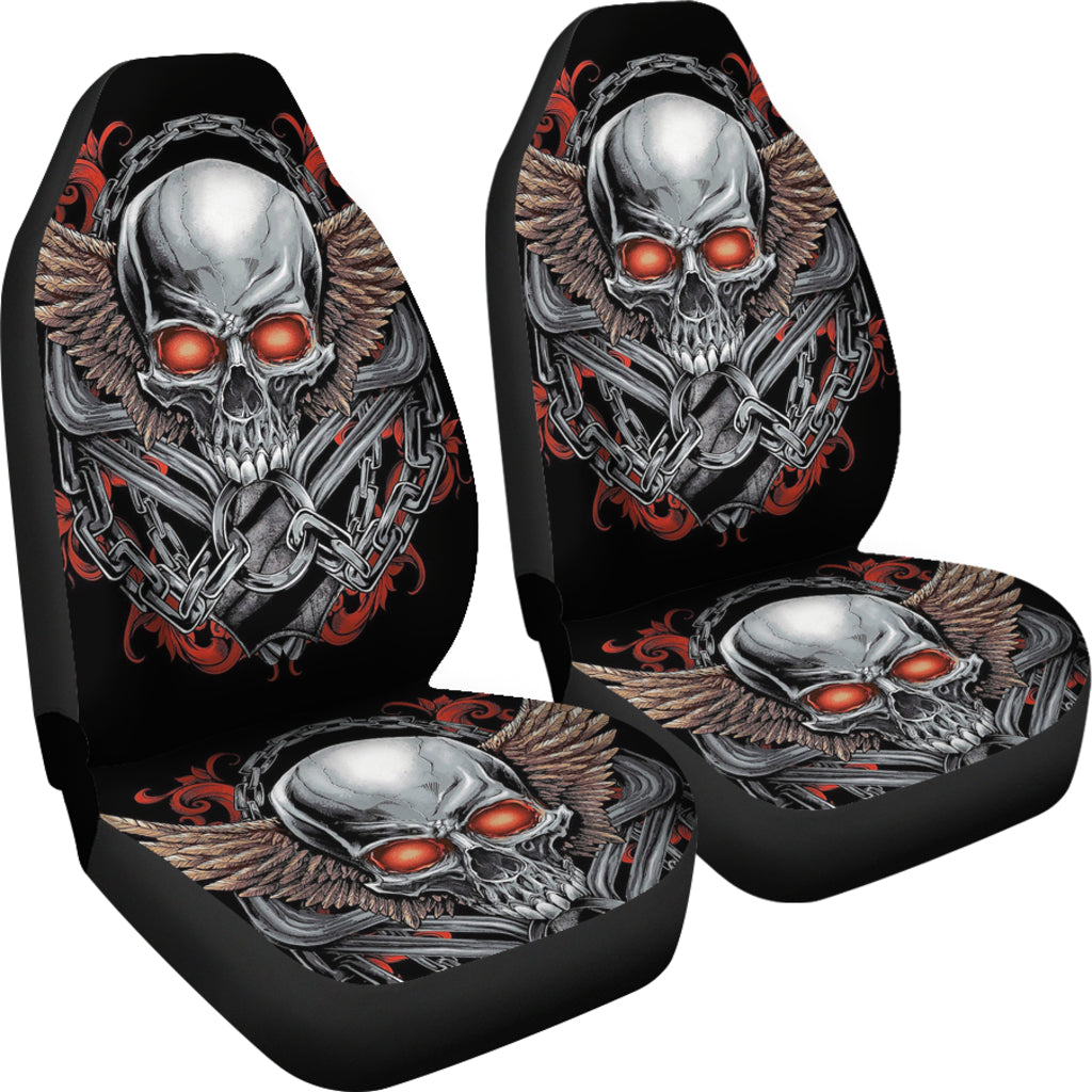 Set 2 pcs Gothic skull car seat covers