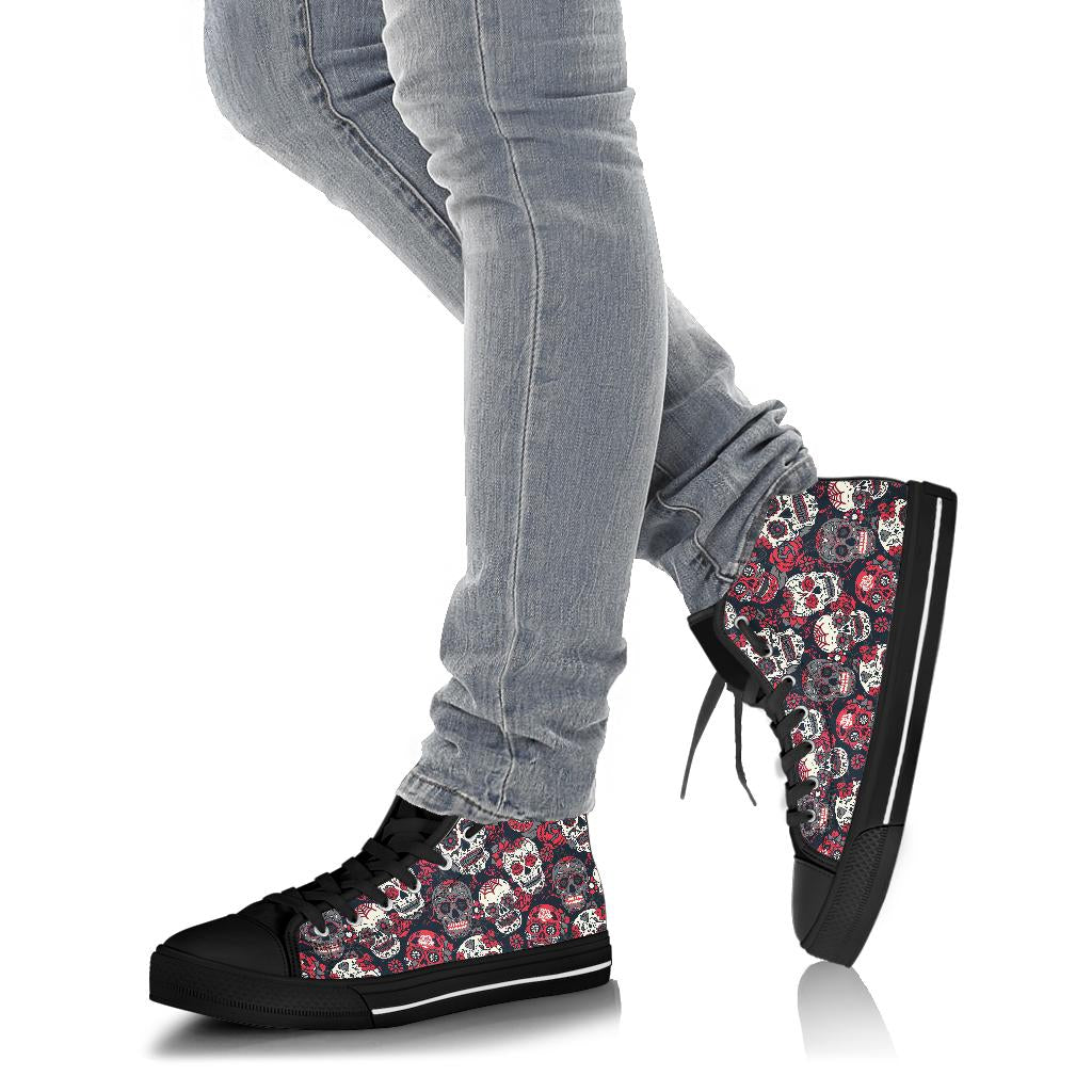 Black Sugar skull high top shoes