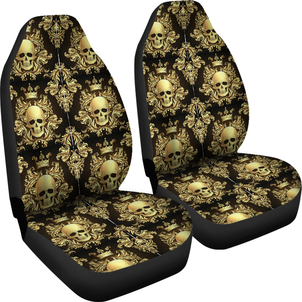 Set of 2 pcs rose skull car seat covers