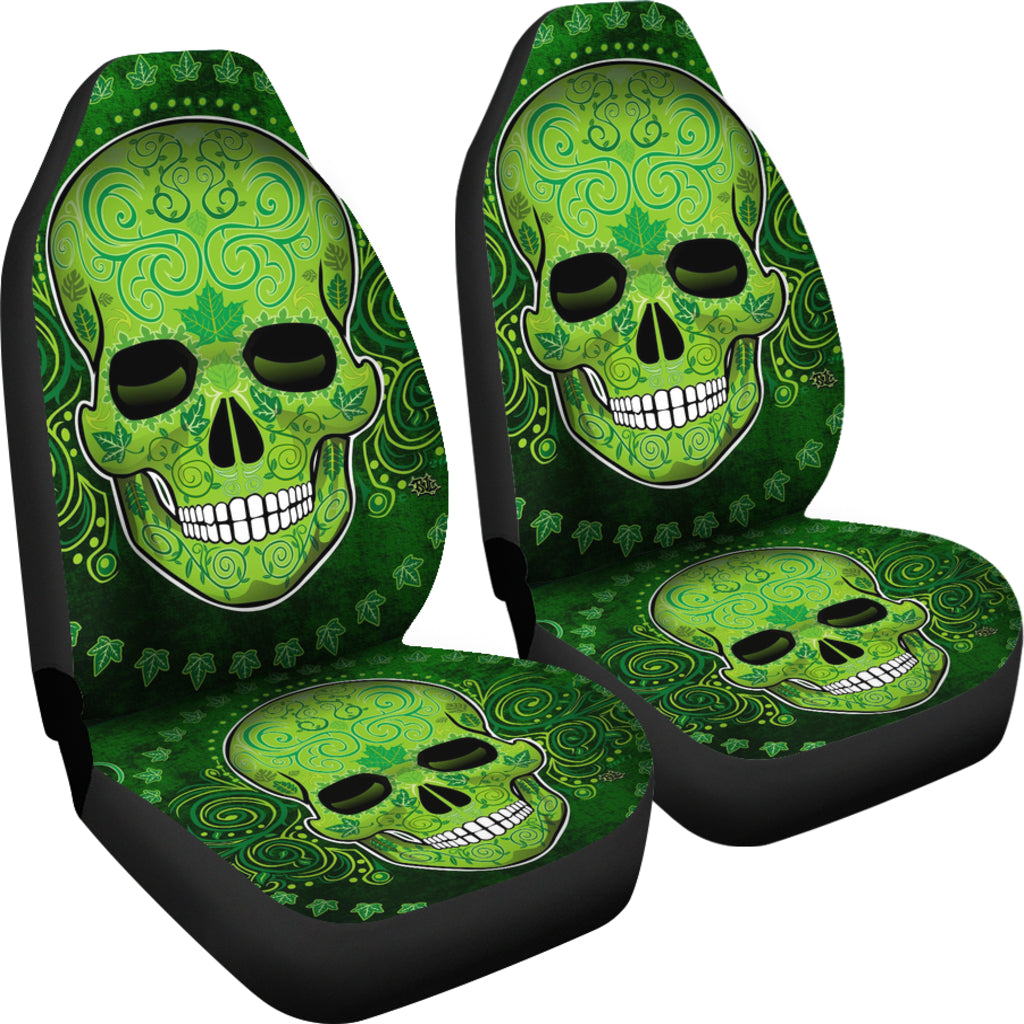 Set 2 pcs St patrick day skull car seat covers