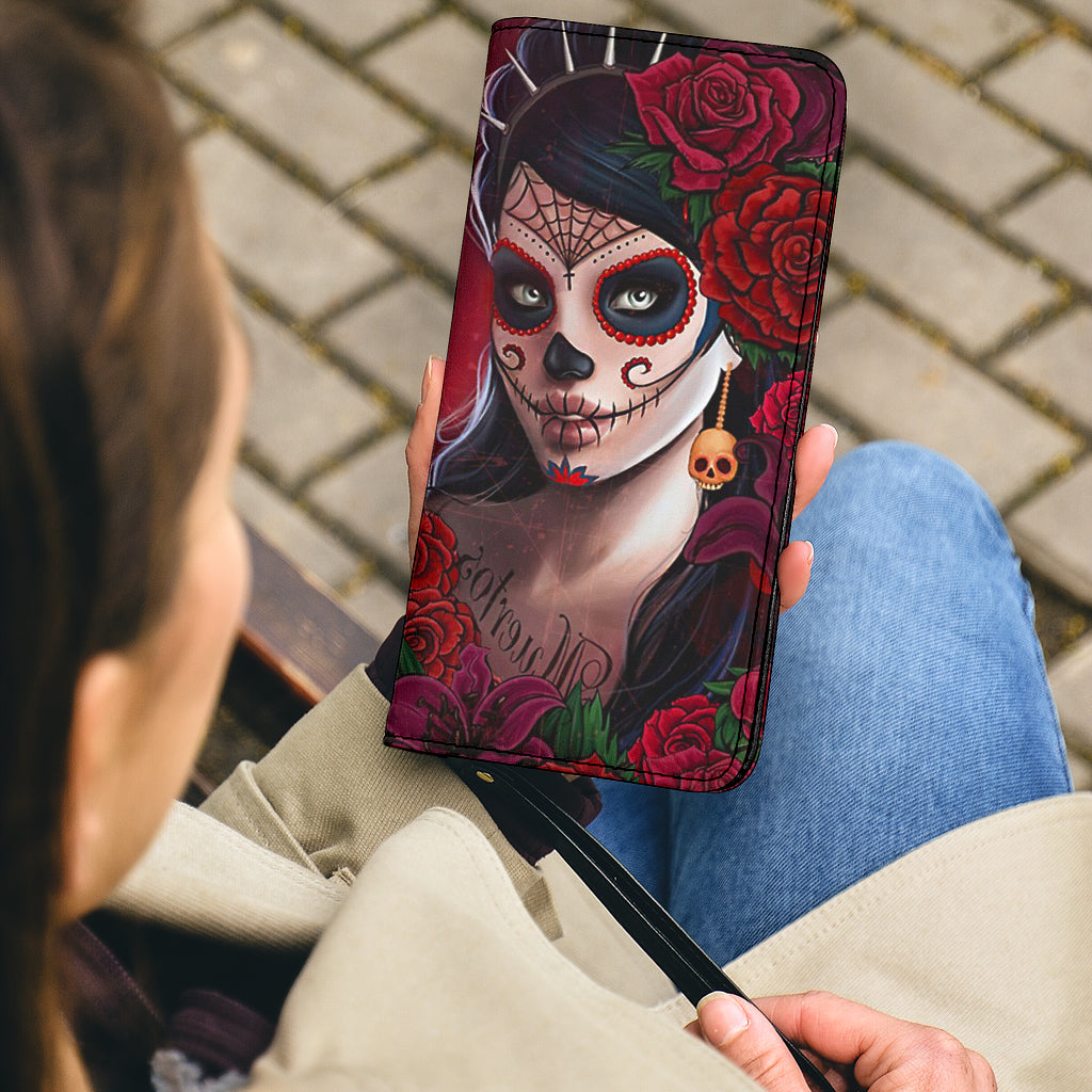 Day of the dead sugar skull clutch wallet purse