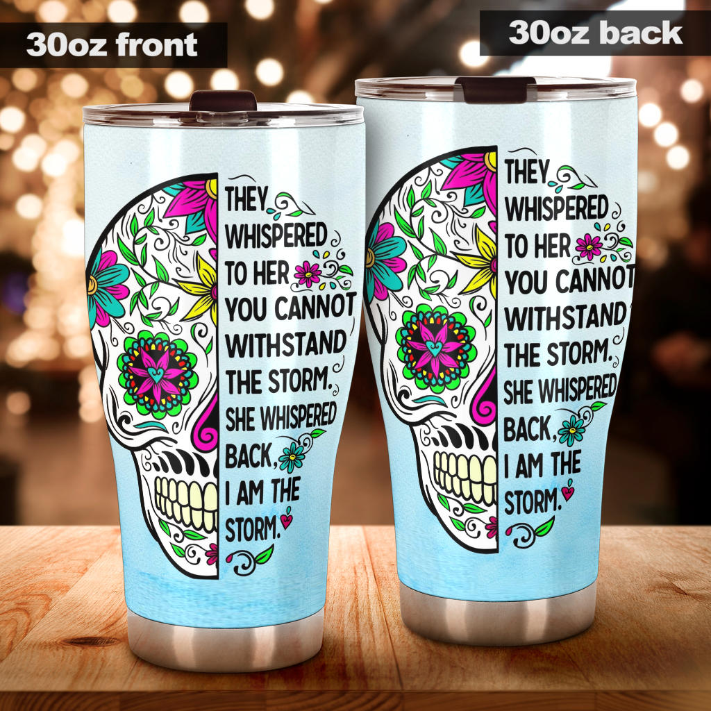 Day of the dead sugar skull tumbler mug