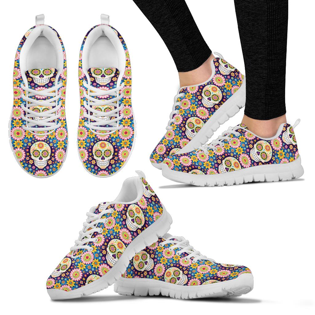 Sugar skull sneakers shoes - black