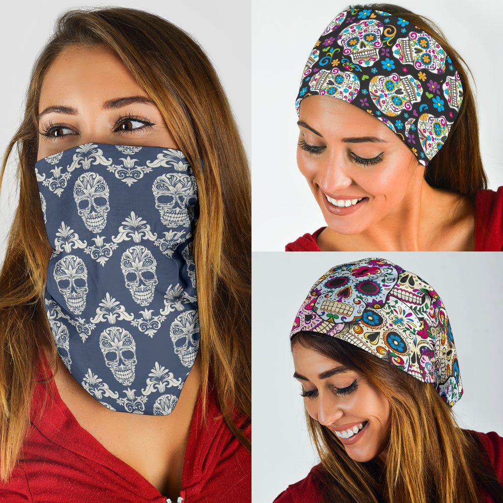 Set of 3 pcs sugar skull day of the dead bandana