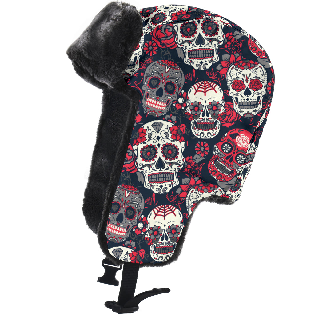 Sugar skull day of the dead Trapper Hat