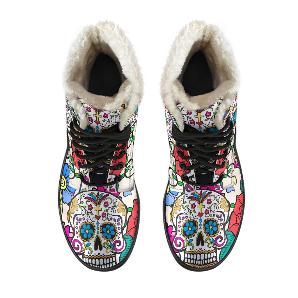 Sugar skull leather boots