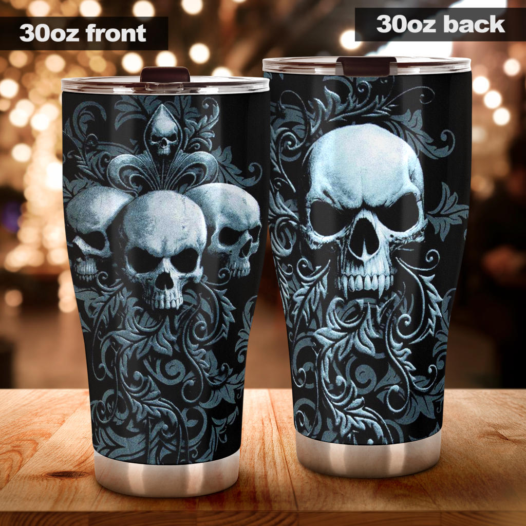 Skull grim reaper tumbler mug cup