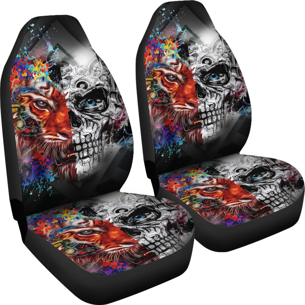 Set 2 skull tiger car seat cover