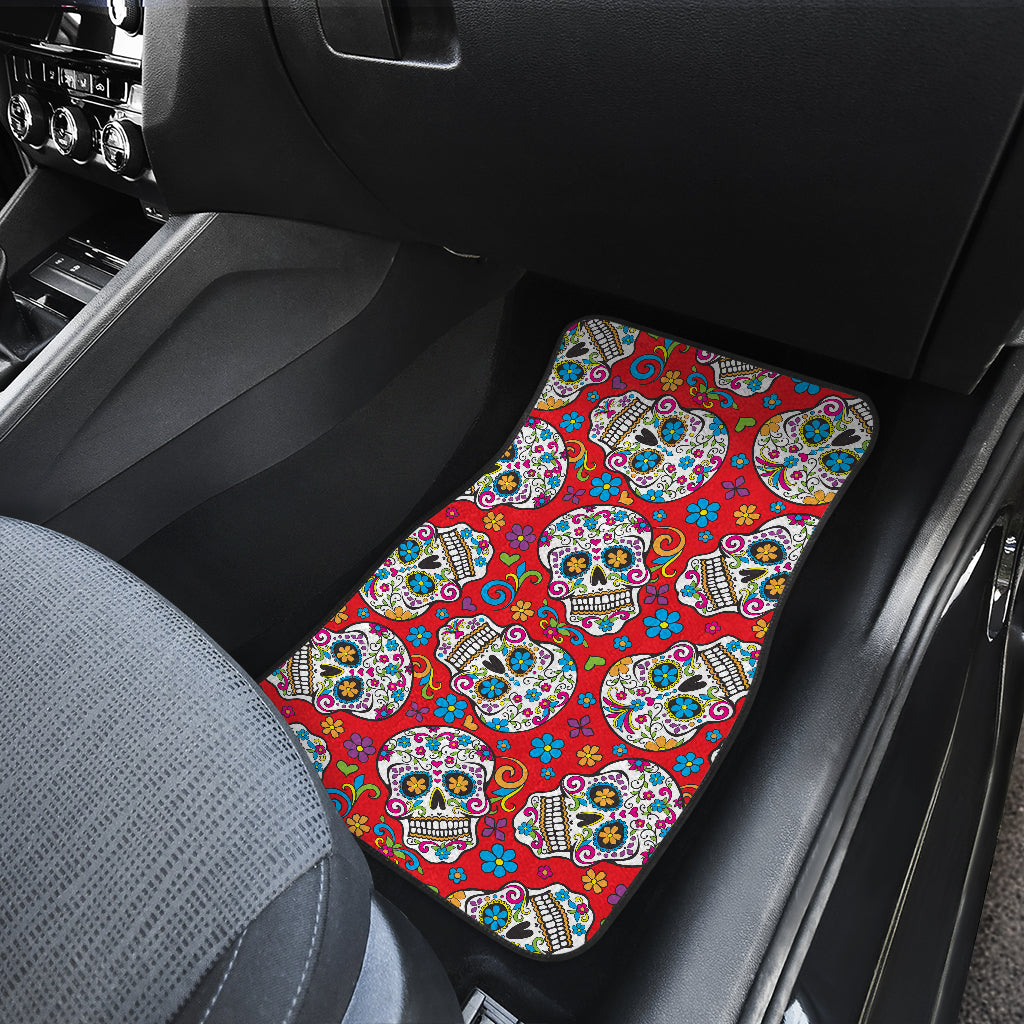 Set of 4 pcs sugar skull car mats