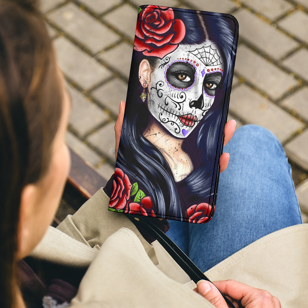 Day of the dead sugar skull girl wallet