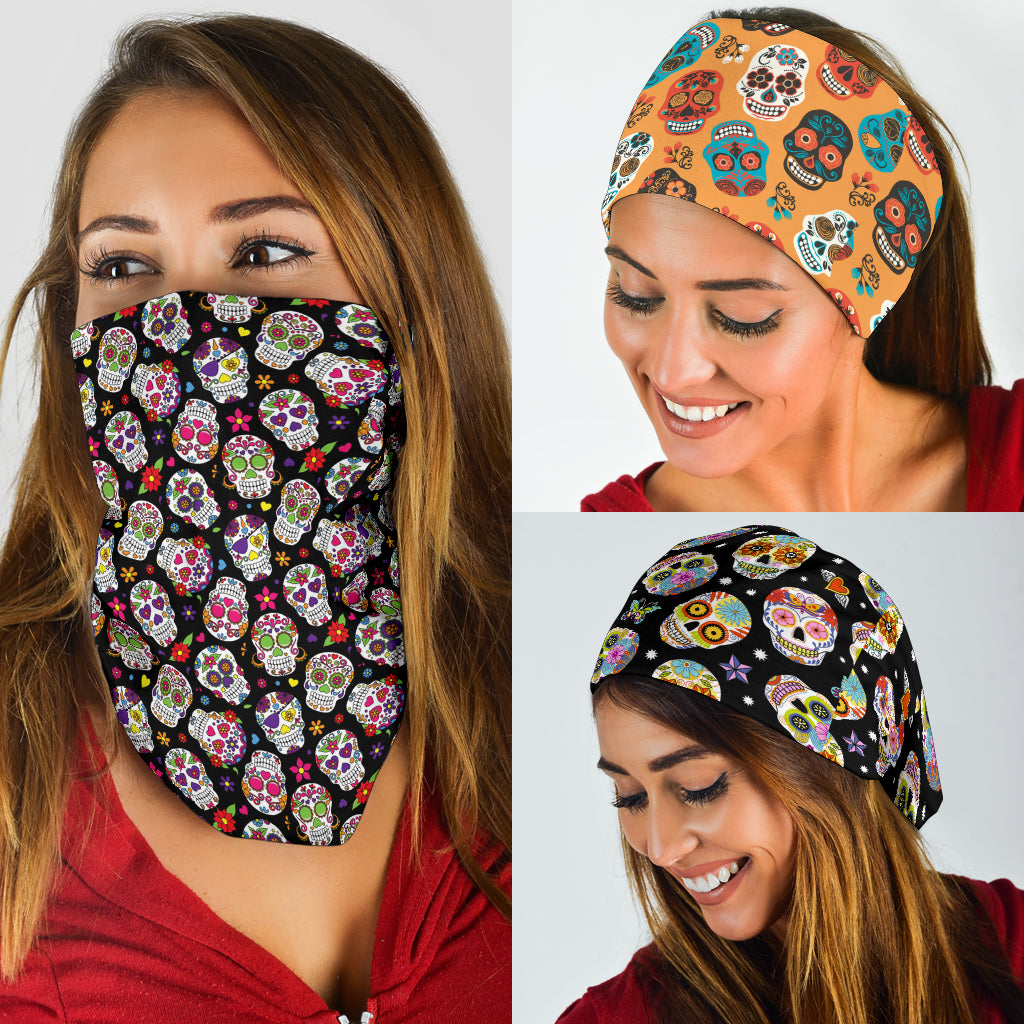 Set of 3 pcs sugar skull day of the dead bandana