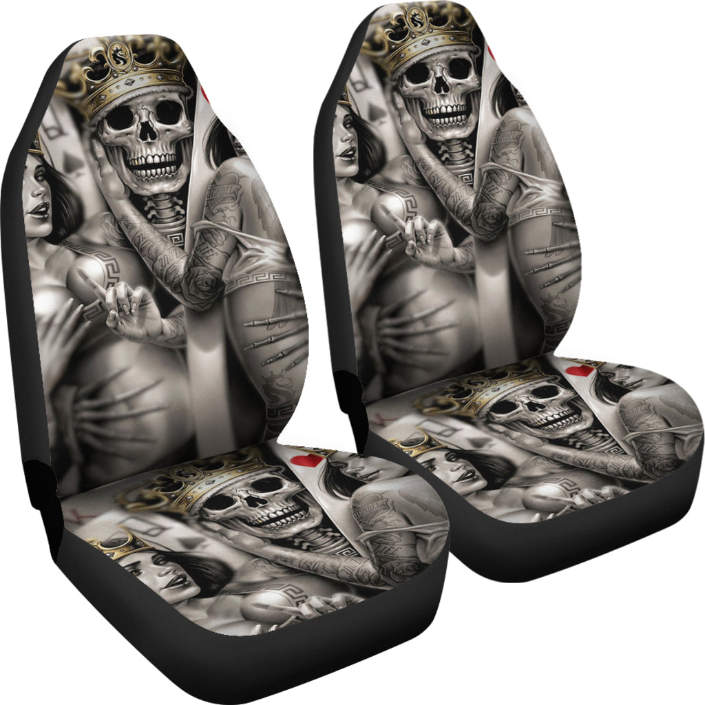 Set of 2 pcs skull girl car seat covers