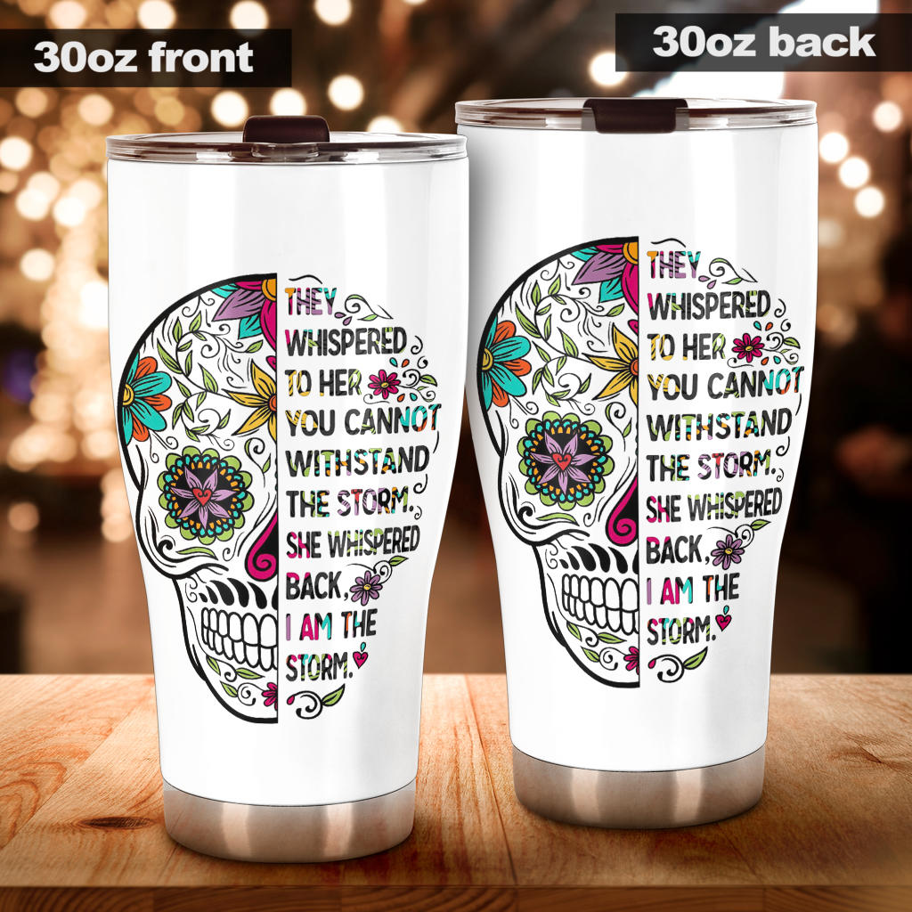 Sugar skull Day of the dead floral tumbler mug cup