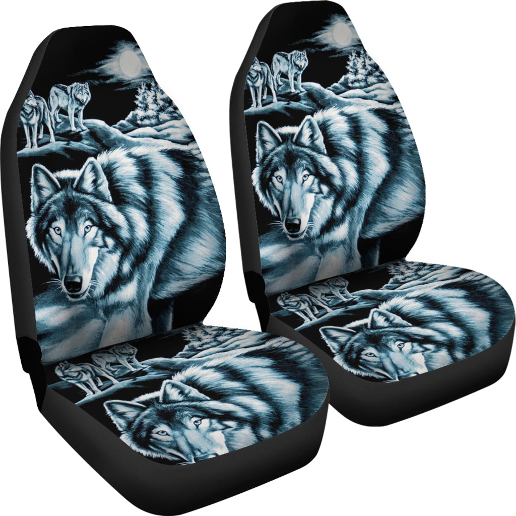 Set 2 pcs night Wolf car seat covers