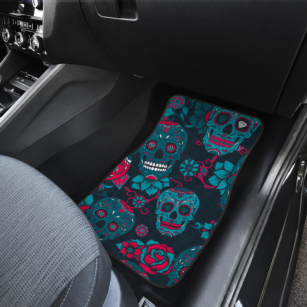 Set of 4 pcs sugar skull car mat