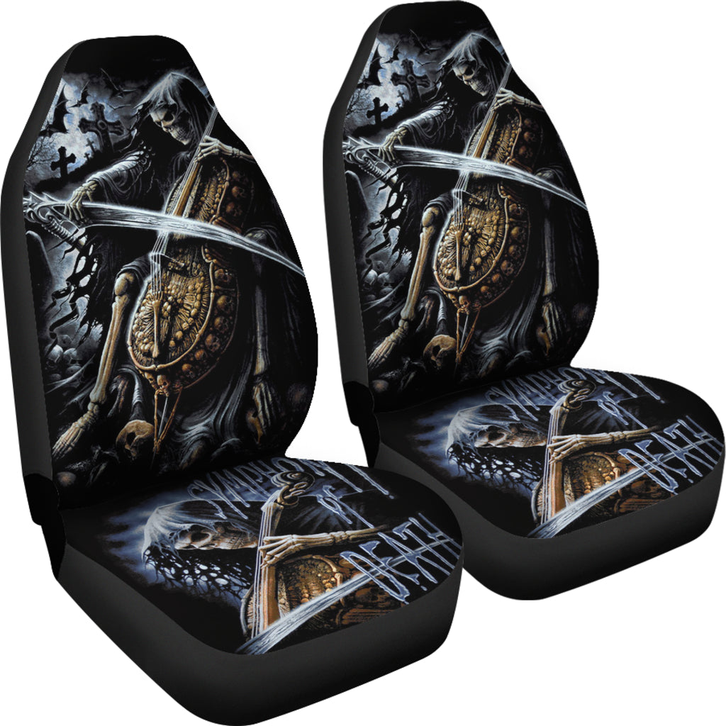 Set of 2 pcs grim reaper skull girl car seat covers