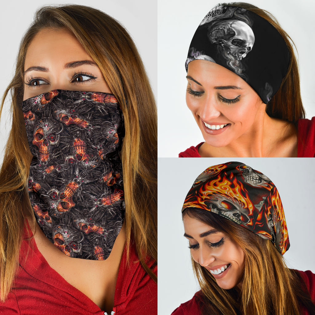 Set of 3 awesome skull gothic bandana