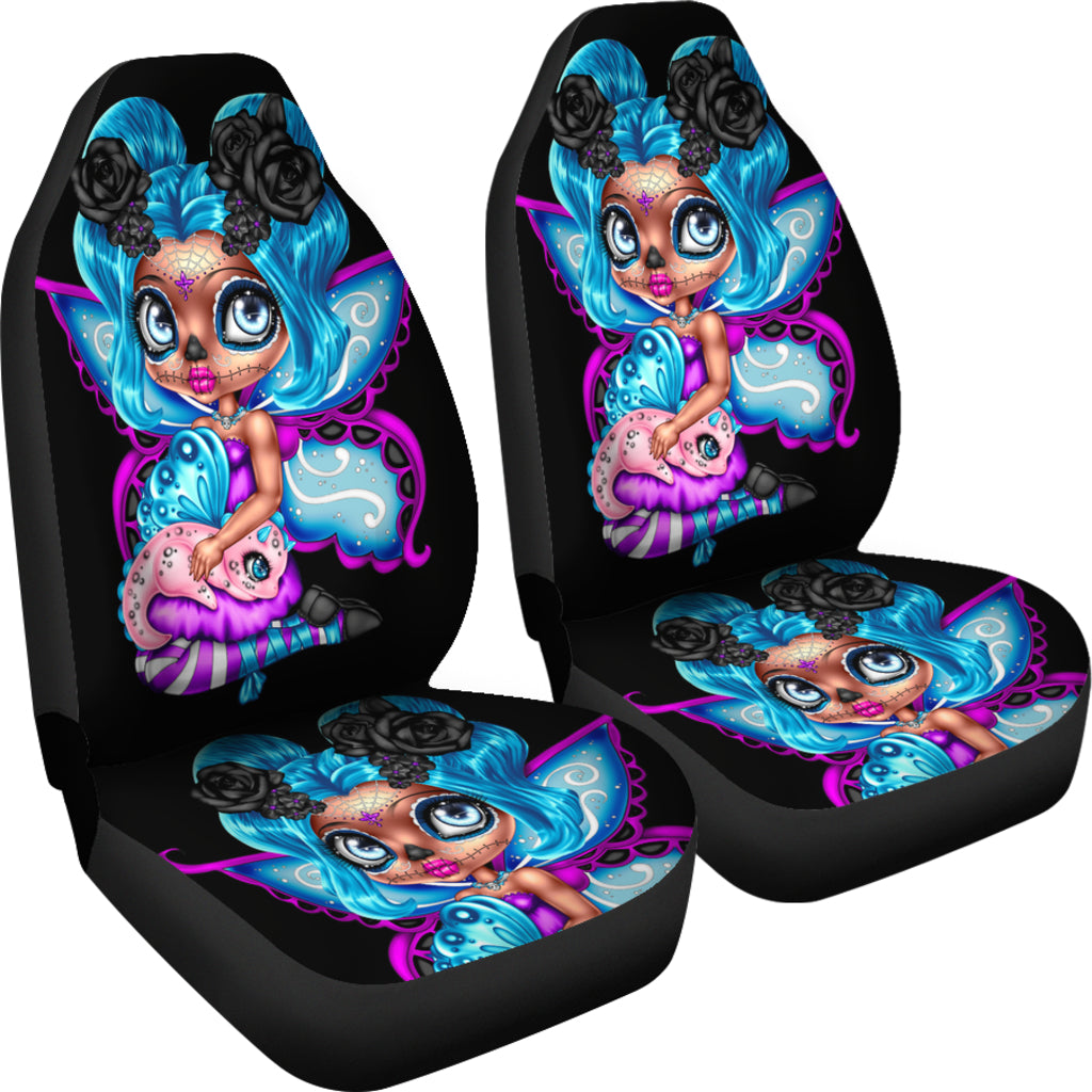 Set 2 sugar skull car seat cover day of the dead