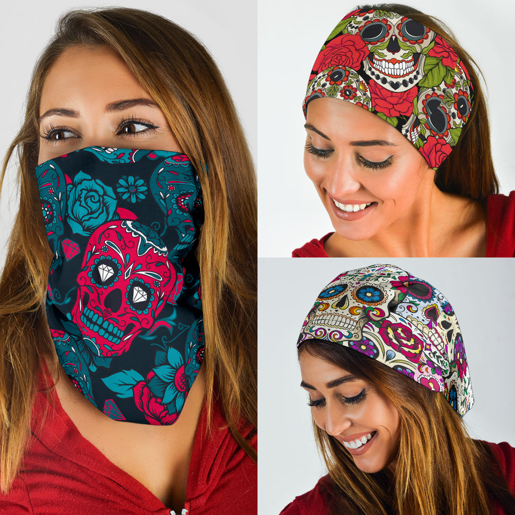 Set of 3 sugar skull day of the dead Bandana