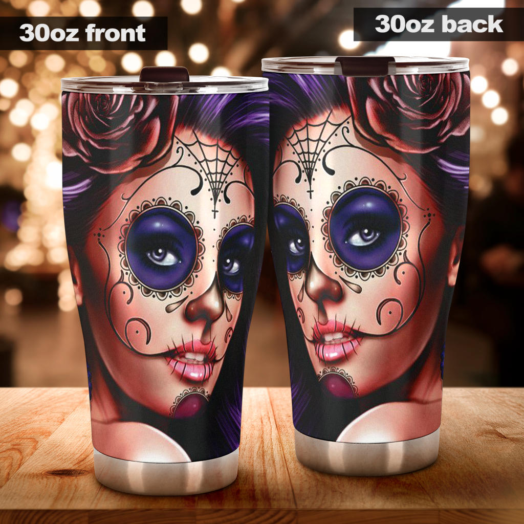 Sugar skull day of the dead tumbler cup
