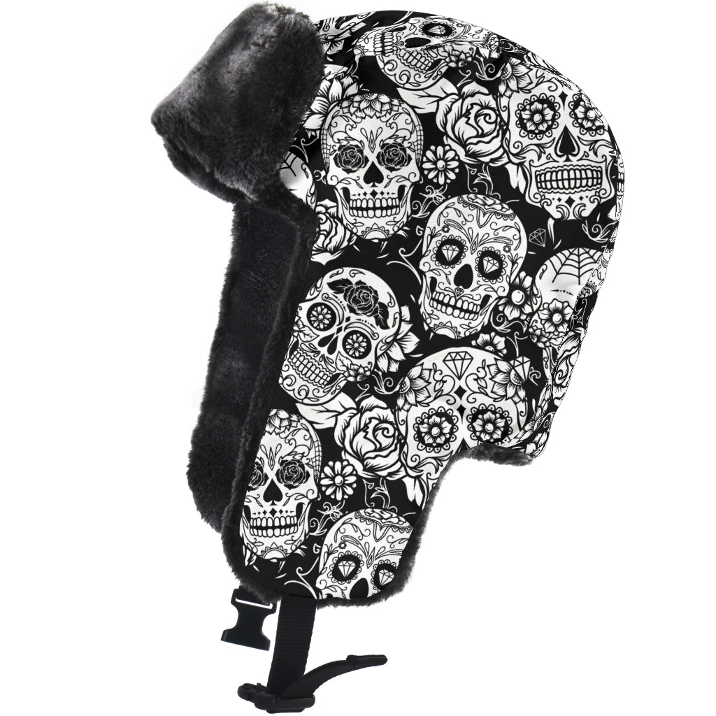 Sugar skull trapper hat