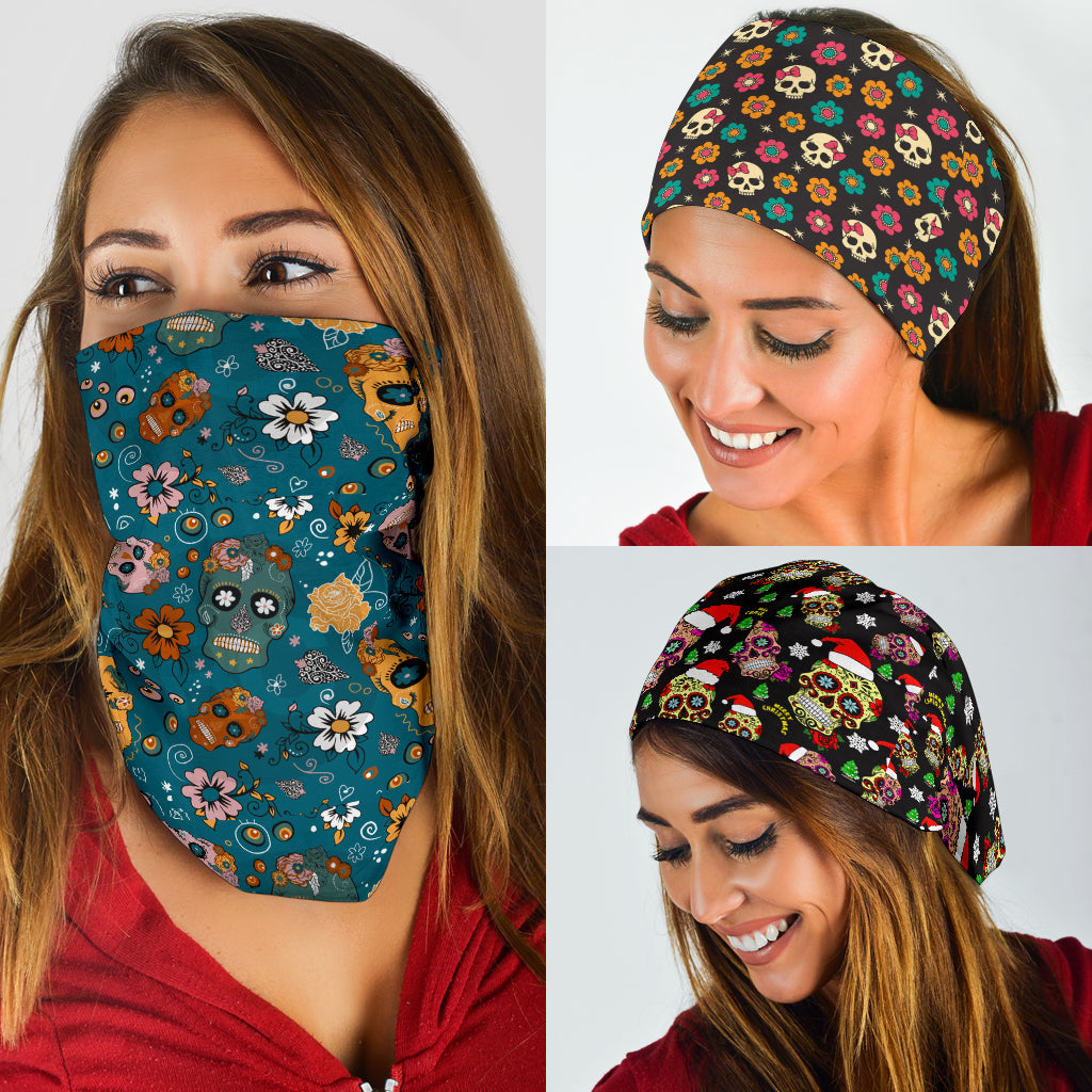 Set of 3 pcs sugar skull bandana