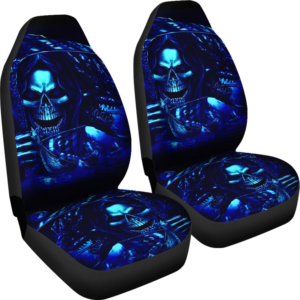 Set 2 pcs Gothic skull car seat covers