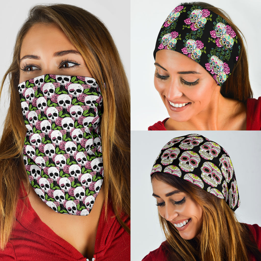 Set of 3 pcs skull sugar skull bandana